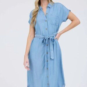 Active USA SS Button Down Denim Dress Sz L